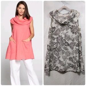 Match Point Sleeveless Peach Linen Cowl neck Tunic. Size 14.